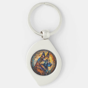 Colourful German Shepherd Portrait Keychain