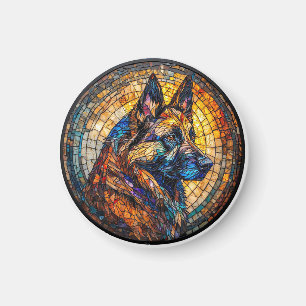 Colourful German Shepherd Portrait Magnet