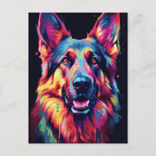 Colourful German Shepherd Postcard