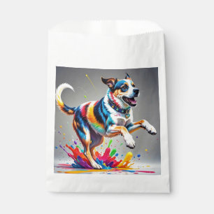 Colourful giant happy playful funny dog,  favour bag