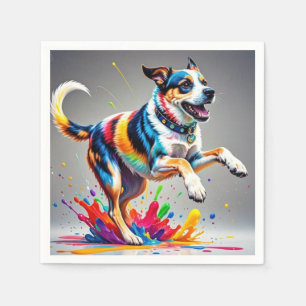 Colourful giant happy playful funny dog,  napkin