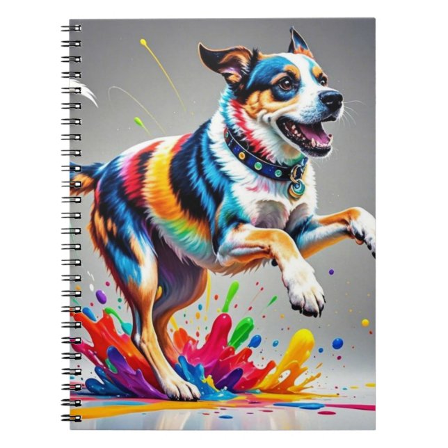 Colourful giant happy playful funny dog,  notebook (Front)