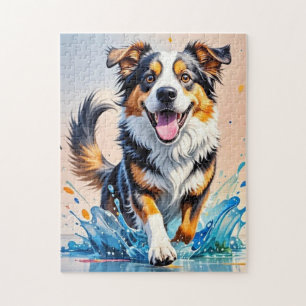 Colourful giant happy playful funny dog, splash jigsaw puzzle