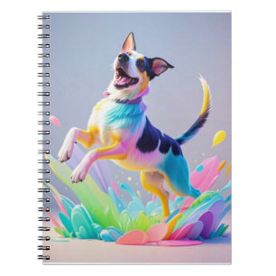 Colourful giant happy playful funny dog, splash notebook