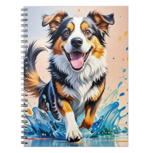 Colourful giant happy playful funny dog, splash notebook