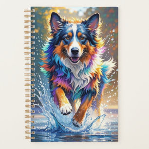 Colourful giant happy playful funny dog, splash planner