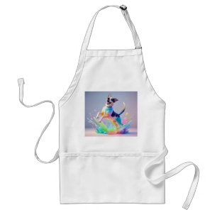 Colourful giant happy playful funny dog, splash standard apron