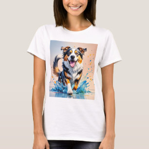 Colourful giant happy playful funny dog, splash T-Shirt