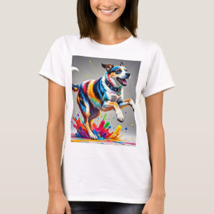 Colourful giant happy playful funny dog, T-Shirt