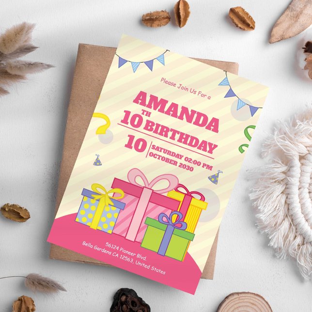 Colourful Gift Box Birthday Invitation (Creator Uploaded)