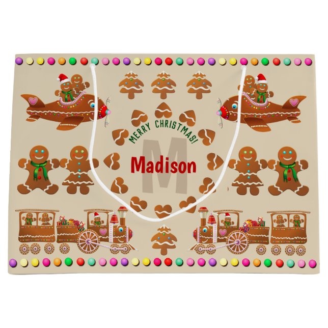 Colourful Gingerbread Cookies Large Gift Bag (Front)