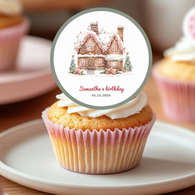 Colourful Gingerbread House Birthday Party  Classic Round Sticker (Creator Uploaded)