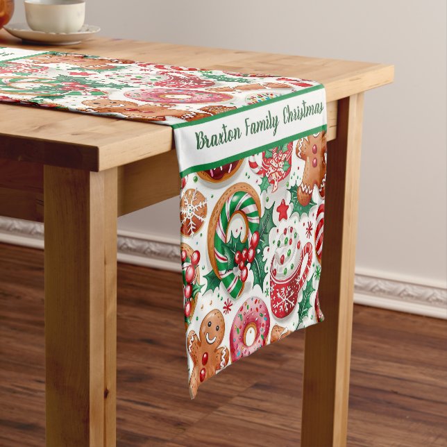 Colourful Gingerbread Man and Candycane Short Table Runner (In Situ)
