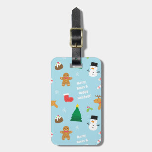 Colourful Gingerbread Snowman Christmas Pattern Luggage Tag