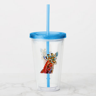 Colourful giraffe acrylic tumbler