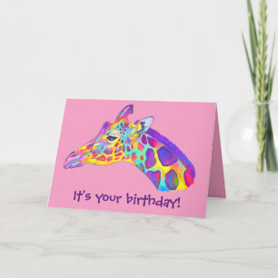 Colourful Giraffe Birthday Card
