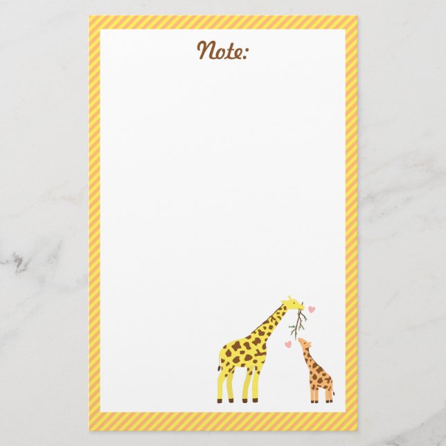 Colourful Giraffe Mommy and Baby Calf For Kids Stationery (Front)