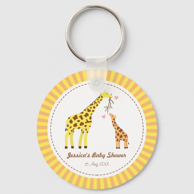 Colourful Giraffe Mommy and Baby Party Favours Keychain (Front)