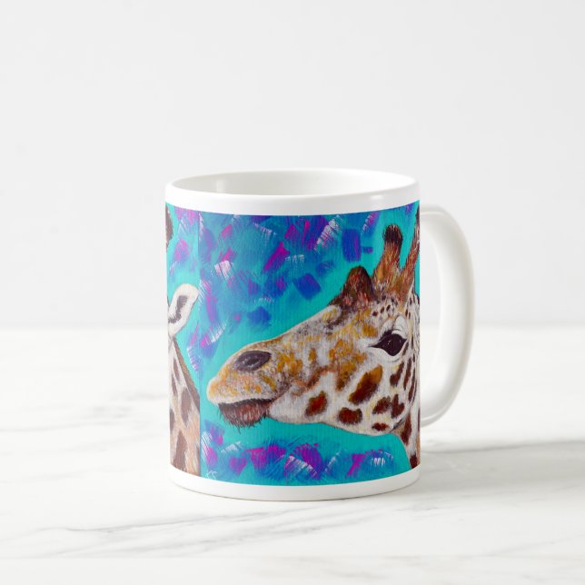 Colourful Giraffe Painting Coffee Mug (Front Right)