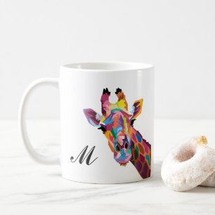 Colourful Giraffe Pop Art Monogram Coffee Mug
