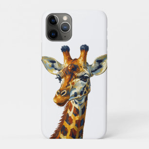 Colourful Giraffe Portrait Oil Painting Art iPhone 11 Pro Case