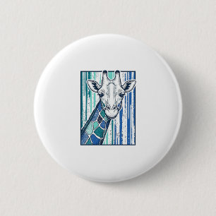 Colourful Giraffe Portrait Vintage Engraving Vecto 2 Inch Round Button