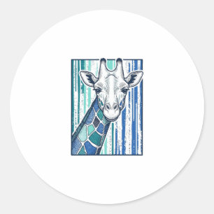 Colourful Giraffe Portrait Vintage Engraving Vecto Classic Round Sticker