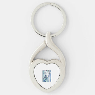 Colourful Giraffe Portrait Vintage Engraving Vecto Keychain