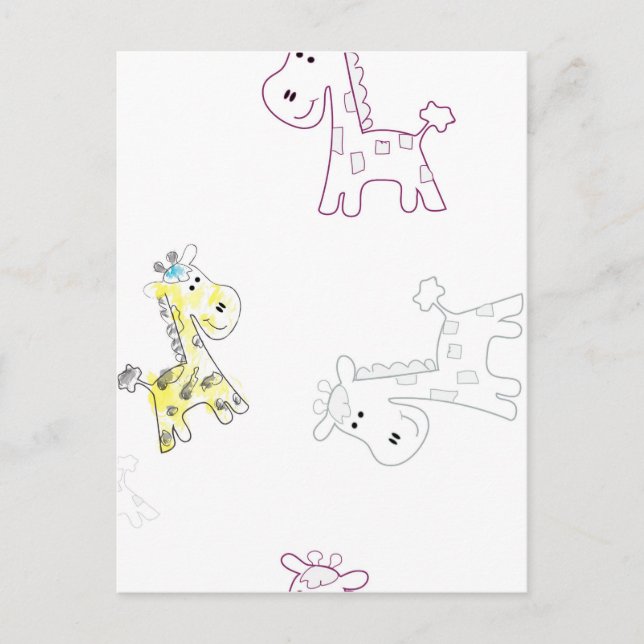 Colourful Giraffe Sketch Postcard – Artistic Anima (Front)
