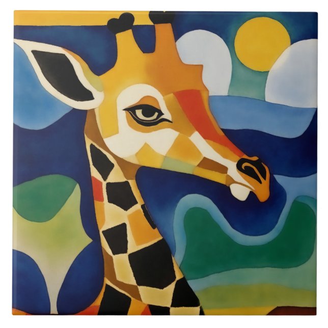 Colourful Giraffe Tile (Front)