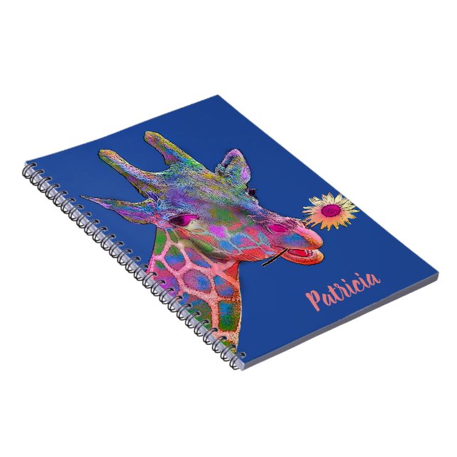 Colourful Giraffe with flower  Notebook (Right Side)