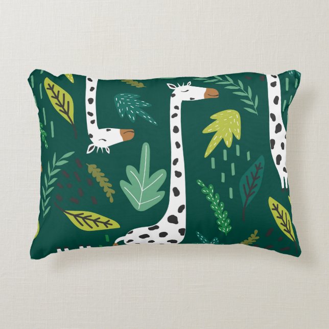 Colourful Giraffes: Decorative Animal Pattern. Accent Pillow (Front)