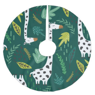 Colourful Giraffes: Decorative Animal Pattern. Brushed Polyester Tree Skirt