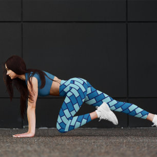 Colourful Girl Blue Brick Gym Yoga  Women Leggings