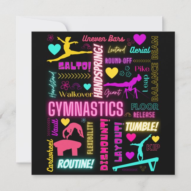 Colourful Girls Gymnastics Glossary Typography     (Front)