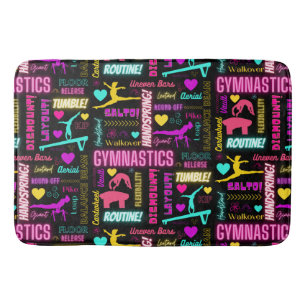 Colourful Girls Gymnastics Glossary Typography    Bath Mat