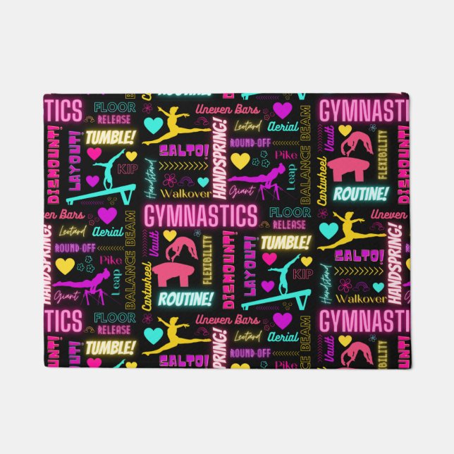 Colourful Girls Gymnastics Glossary Typography     Doormat (Front)