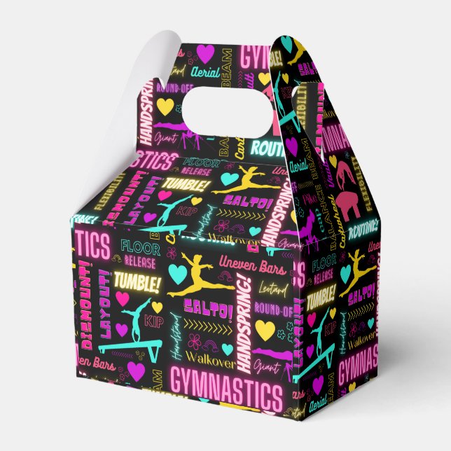 Colourful Girls Gymnastics Glossary Typography     Favor Box (Front Side)