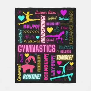Colourful Girls Gymnastics Glossary Typography Fleece Blanket