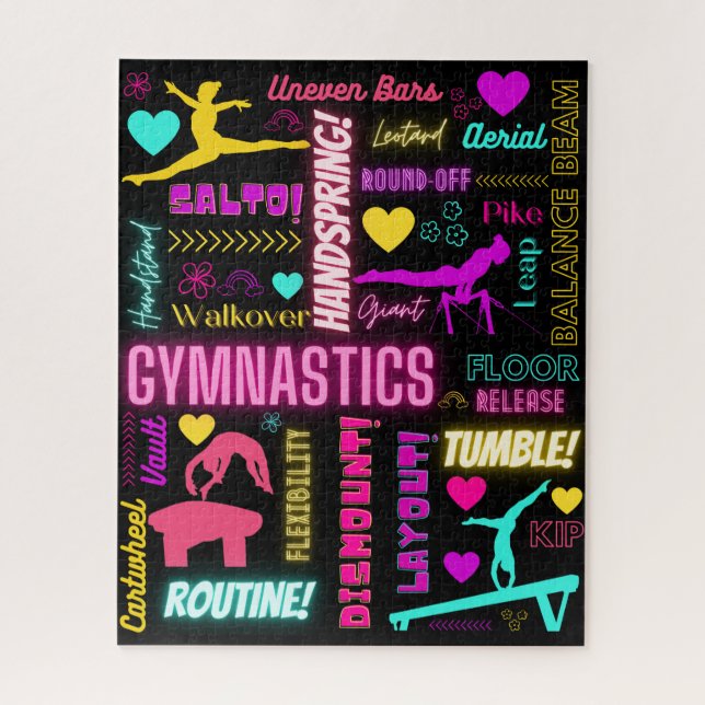 Colourful Girls Gymnastics Glossary Typography    Jigsaw Puzzle (Vertical)