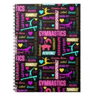 Colourful Girls Gymnastics Glossary Typography Notebook