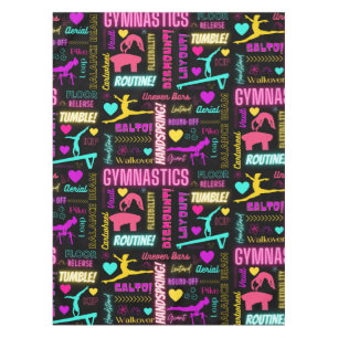 Colourful Girls Gymnastics Glossary Typography Tablecloth