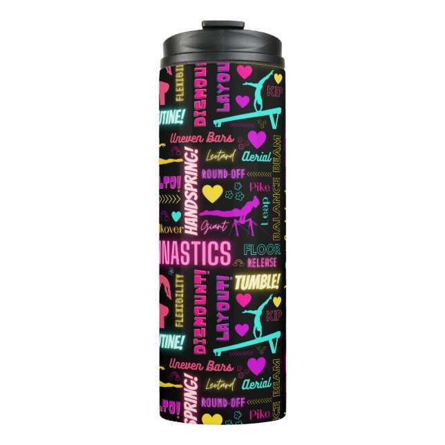 Colourful Girls Gymnastics Glossary Typography    Thermal Tumbler (Front)