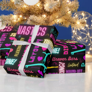 Colourful Girls Gymnastics Glossary Typography   Wrapping Paper