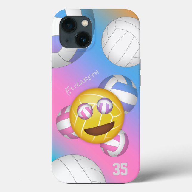 colourful girls volleyball emoji Case-Mate iPhone case (Back)