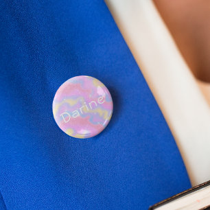 Colourful Girly Cute Teacher Name Back to school 1 Inch Round Button