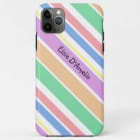 Colourful Girly Diagonal Stripe Personalized