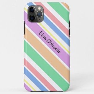 Colourful Girly Diagonal Stripe Personalized iPhone 11 Pro Max Case