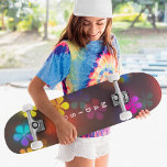 Colourful Girly Floral Custom Personalized Name Skateboard<br><div class="desc">Colourful Girly Floral Custom Personalized Name Skateboard features your personalized name in modern typography accented with colourful flowers. Personalize by editing the text in the text box provided. Give a custom made gift,  personalized skateboard to your favourite skateboarder for Christmas,  birthday or your BFF.  Designed by ©Evco Studio www.zazzle.com/store/evcostudio</div>