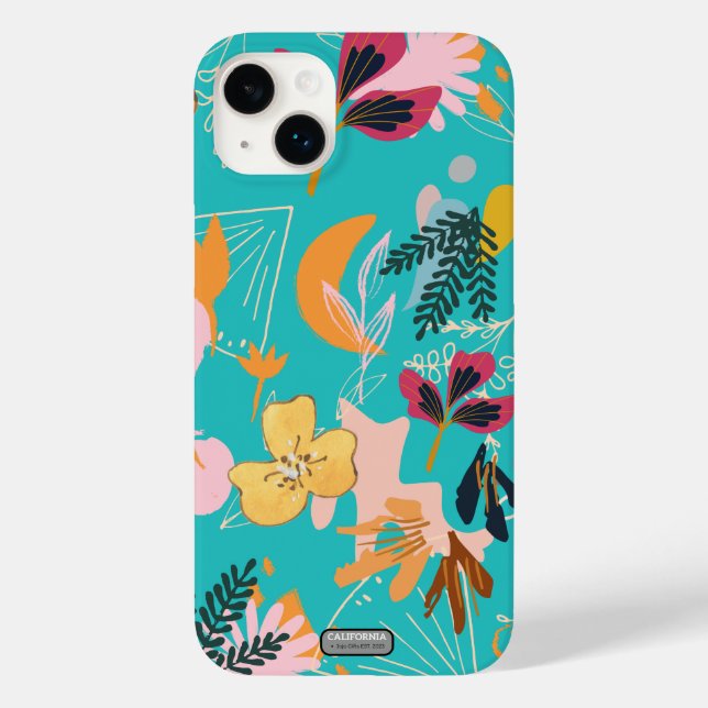 Colourful girly floral pattern in blue l Modern Case-Mate iPhone Case (Back)